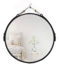 Load image into Gallery viewer, 16&quot; Leather-Framed Equestrian Mirror