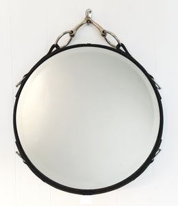 24" Leather Equestrian Mirror with Snaffle Bit