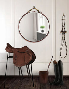 20" Leather-Framed Equestrian Mirror