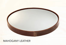 Load image into Gallery viewer, Simple Leather Circle Mirror in Black, Brown or Mahogany - assorted sizes available (18&quot;, 24&quot; or 30&quot;)