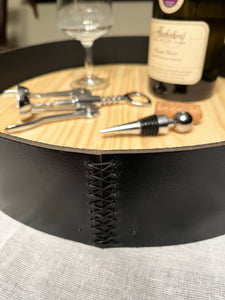 Deep Leather Serving Tray, 15"