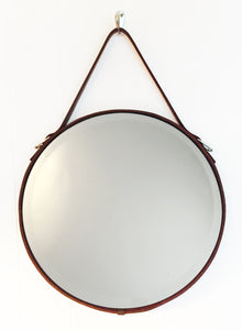Leather Strap Circle Mirror, Assorted Sizes & Colors (18", 24", 30")