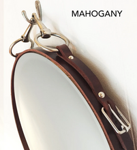 Load image into Gallery viewer, 30” x 22&quot; Leather Equestrian Oval Mirror with Snaffle Bit (Horizontal), Assorted Colors horse decor