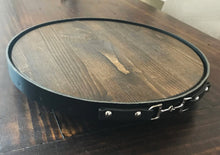 Load image into Gallery viewer, Leather Equestrian Serving Tray with Lazy Susan Base - Available in Tan or Black