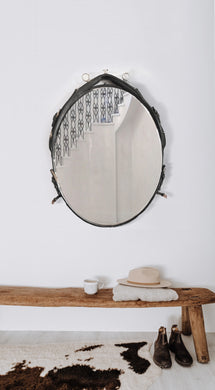 Leather & Brass Lunging Mirror - Horse Lovers, Farmhouse Chic